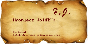 Hronyecz Jolán névjegykártya