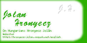 jolan hronyecz business card